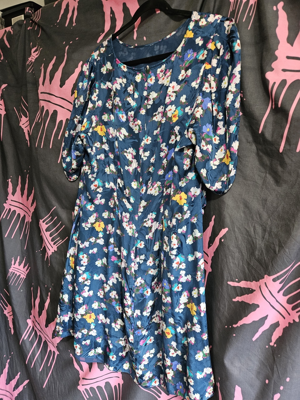 Tanya Taylor Silk Navy Floral Shift Dress - Picture 6 of 13